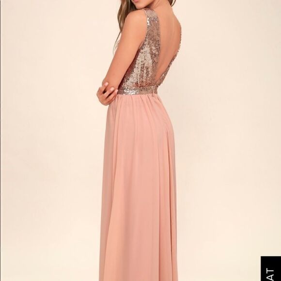 Lulus Elegant Encounter Rose Gold Sequin Dress Size XS - Picture 4 of 11